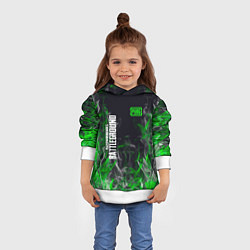 Толстовка-худи детская Pubg - зелёное пламя, цвет: 3D-белый — фото 2