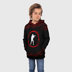 Толстовка-худи детская Символ Counter Strike и краска вокруг на темном фо, цвет: 3D-черный — фото 2