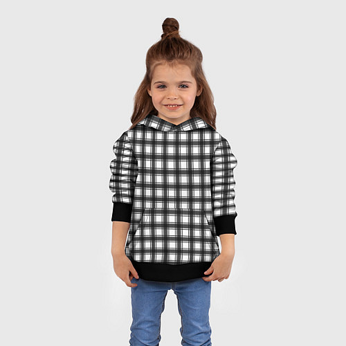 Детская толстовка Black and white trendy checkered pattern / 3D-Черный – фото 4