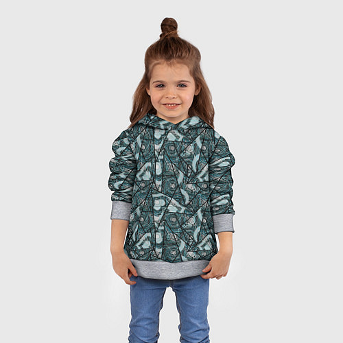 Детская толстовка Гранжевый абстрактный узор на темно сером фоне / 3D-Меланж – фото 4