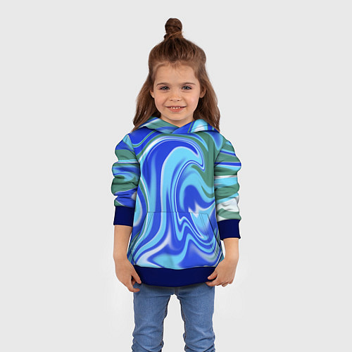 Детская толстовка Тай-дай с синим, зелёным и белым цветом / 3D-Синий – фото 4
