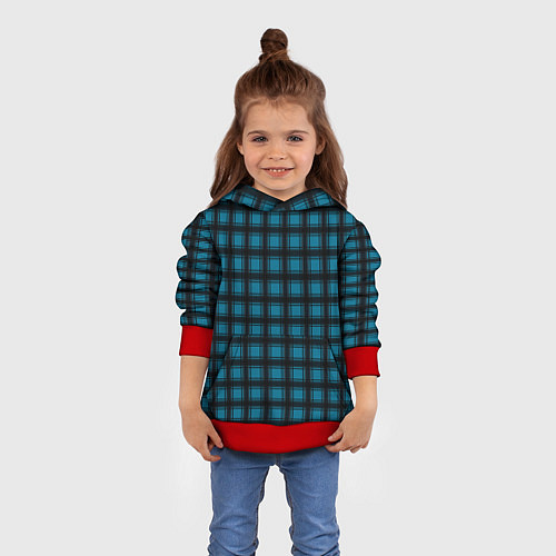 Детская толстовка Black and blue plaid / 3D-Красный – фото 4