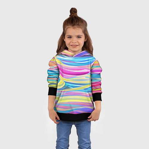 Детская толстовка Многоцветные волны / 3D-Черный – фото 4