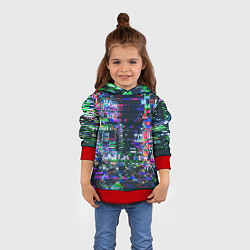 Толстовка-худи детская Ночной город - glitch, цвет: 3D-красный — фото 2