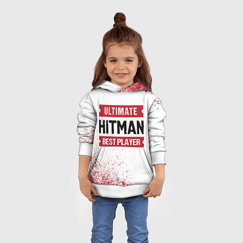 Детская толстовка Hitman: красные таблички Best Player и Ultimate / 3D-Белый – фото 4