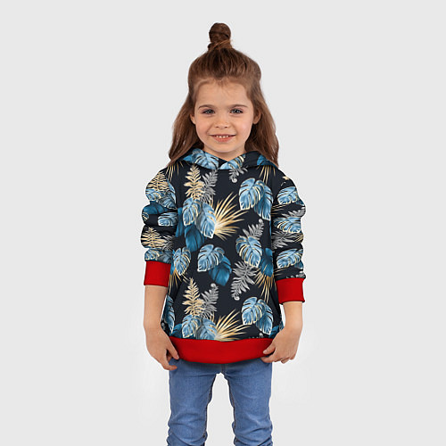 Детская толстовка Свет неоновых листьев / 3D-Красный – фото 4