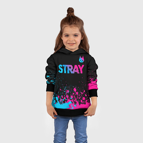 Детская толстовка Stray - neon gradient logo / 3D-Черный – фото 4