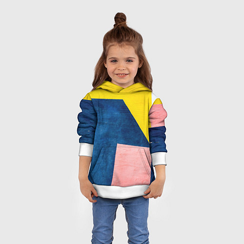 Детская толстовка Абстрактный набор геометрических фигур - Жёлтый / 3D-Белый – фото 4