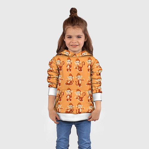 Детская толстовка Funny monkeys / 3D-Белый – фото 4