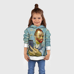 Толстовка-худи детская Ван Гог Селфи - Арт Портрет, цвет: 3D-белый — фото 2