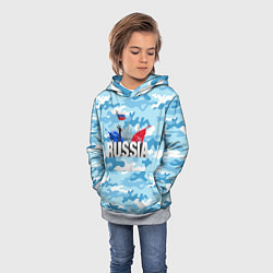 Толстовка-худи детская Russia: синий камфуляж, цвет: 3D-меланж — фото 2