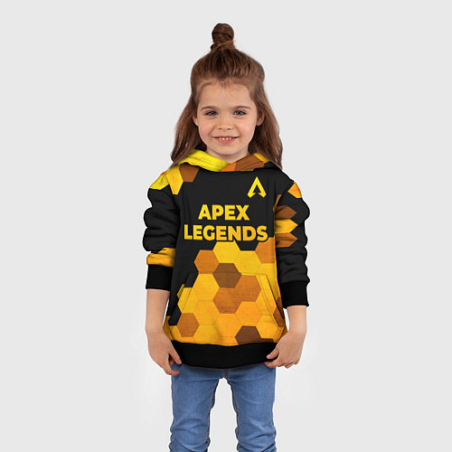 Детская толстовка Apex Legends - gold gradient: символ сверху / 3D-Черный – фото 4