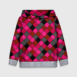 Толстовка-худи детская Розово-красный геометрический узор, цвет: 3D-меланж