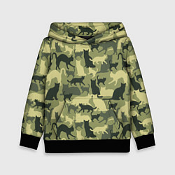 Детская толстовка Кошачий камуфляж в зеленой гамме