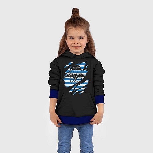 Детская толстовка Спецназ ГРУ - порванная / 3D-Синий – фото 4