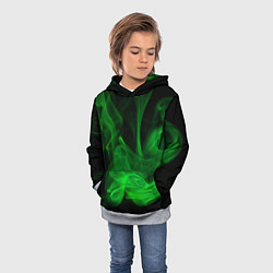 Толстовка-худи детская Зелёный абстрактный дым, цвет: 3D-меланж — фото 2