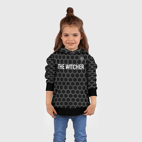 Детская толстовка The Witcher glitch на темном фоне: символ сверху / 3D-Черный – фото 4