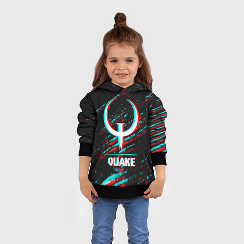 Детская толстовка Quake в стиле glitch и баги графики на темном фоне / 3D-Черный – фото 4