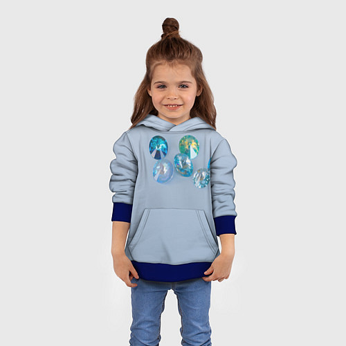 Детская толстовка Драгоценные блестящие камни на сером фоне / 3D-Синий – фото 4