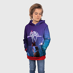 Толстовка-худи детская Stray кот неон, цвет: 3D-красный — фото 2