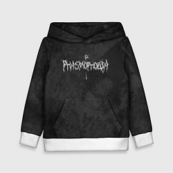 Детская толстовка Phasmophobia пентаграмма и крест на сером фоне