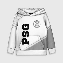 Толстовка-худи детская PSG sport на светлом фоне: символ и надпись вертик, цвет: 3D-белый