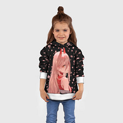 Толстовка-худи детская Power Chainsaw Man иероглифы, цвет: 3D-белый — фото 2