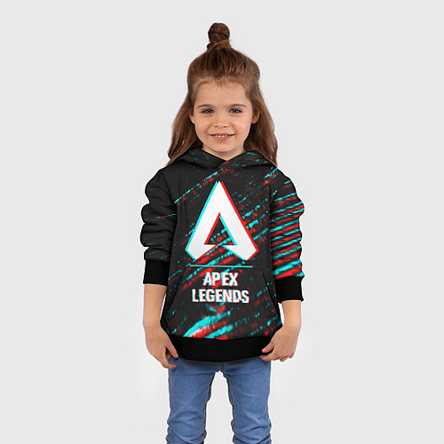 Детская толстовка Apex Legends в стиле glitch и баги графики на темн / 3D-Черный – фото 4