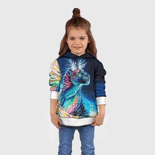 Детская толстовка Неоновый сказочный леопард / 3D-Белый – фото 4