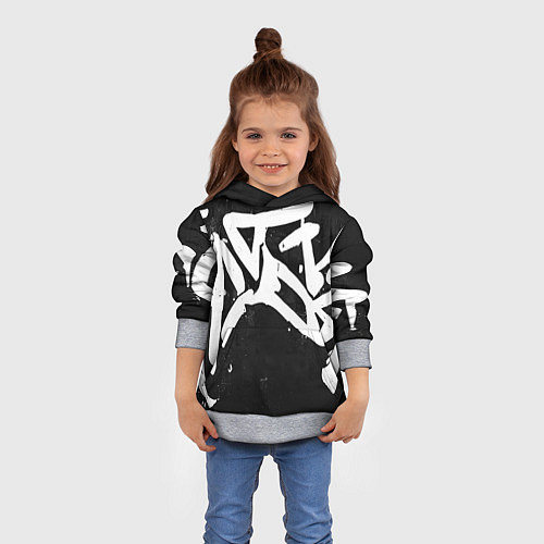Детская толстовка Иероглифы в стиле граффити / 3D-Меланж – фото 4