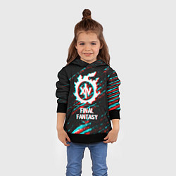Толстовка-худи детская Final Fantasy в стиле glitch и баги графики на тем, цвет: 3D-черный — фото 2