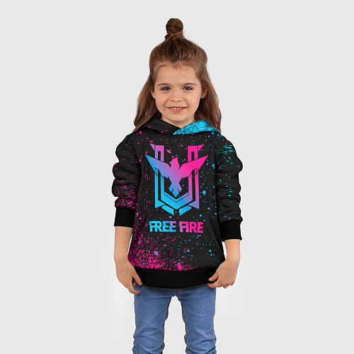Детская толстовка Free Fire - neon gradient / 3D-Черный – фото 4