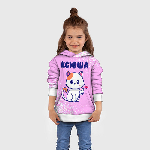 Детская толстовка Ксюша кошечка с сердечком / 3D-Белый – фото 4