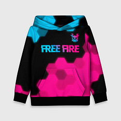 Толстовка-худи детская Free Fire - neon gradient: символ сверху, цвет: 3D-черный