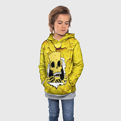 Толстовка-худи детская Скелет Барта Симпсона разрывает штукатурку стены, цвет: 3D-меланж — фото 2