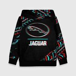 Детская толстовка Значок Jaguar в стиле glitch на темном фоне