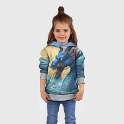 Толстовка-худи детская Японский Дракон В Воде, цвет: 3D-меланж — фото 2