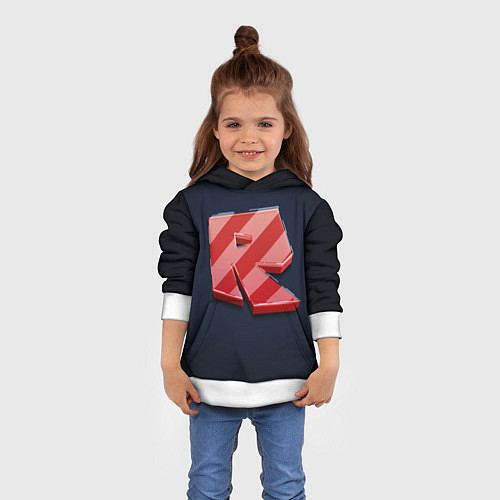 Детская толстовка Roblox red - Роблокс полосатый логотип / 3D-Белый – фото 4