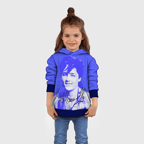 Детская толстовка Юрий Шатунов в детстве - автограф / 3D-Синий – фото 4