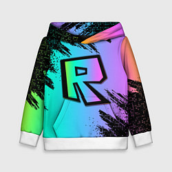 Толстовка-худи детская Roblox neon logo, цвет: 3D-белый