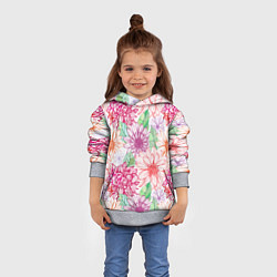 Толстовка-худи детская Георгин и гербер, цвет: 3D-меланж — фото 2