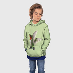 Толстовка-худи детская Одинокая колибри, цвет: 3D-синий — фото 2
