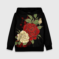 Толстовка-худи детская Прекрасные розы, цвет: 3D-черный