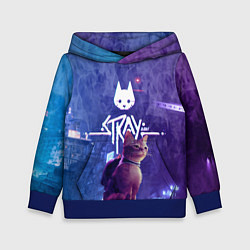 Толстовка-худи детская Stray - kot - neon, цвет: 3D-синий