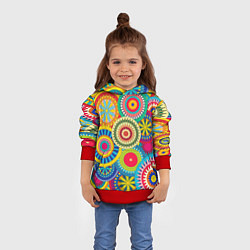 Толстовка-худи детская Мандала-Цветы, цвет: 3D-красный — фото 2