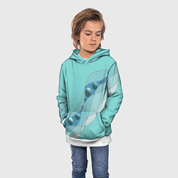 Толстовка-худи детская Голубая геометрическая абстракция Круги и сферы Го, цвет: 3D-белый — фото 2
