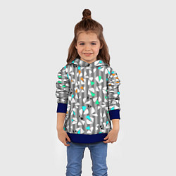 Толстовка-худи детская Abstract pattern on striped gray background, цвет: 3D-синий — фото 2
