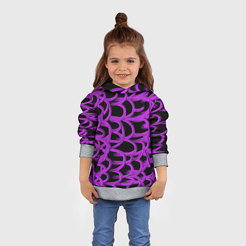 Детская толстовка Нити из фиолетовой краски / 3D-Меланж – фото 4