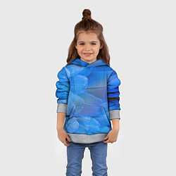 Толстовка-худи детская Текстура с голубыми перьями, цвет: 3D-меланж — фото 2