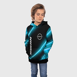 Толстовка-худи детская Nissan неоновые лампы, цвет: 3D-черный — фото 2